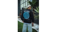 Erkek 3 İplik Pamuklu Bisiklet Yaka Baskılı SweatShirt - Siyah
