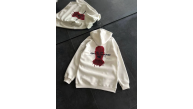 Kadın Kapüşonlu Kanguru Cepli Sweatshirt 3 İplik Pamuklu Baskılı Hoodie - Beyaz Kadın Kapüşonlu Kanguru Cepli Sweatshirt 3 İplik Pamuklu Baskılı Hoodie - Beyaz