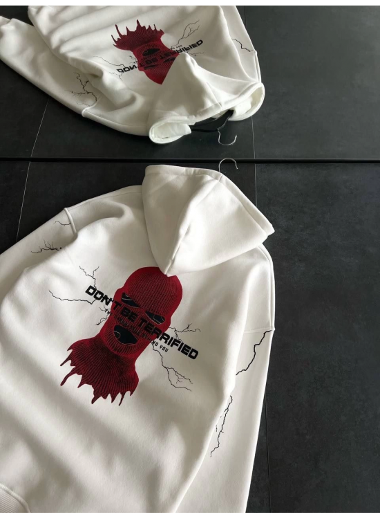 Kadın Kapüşonlu Kanguru Cepli Sweatshirt 3 İplik Pamuklu Baskılı Hoodie - Beyaz Kadın Kapüşonlu Kanguru Cepli Sweatshirt 3 İplik Pamuklu Baskılı Hoodie - Beyaz