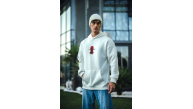 Erkek Kapüşonlu Kanguru Cepli Sweatshirt 3 İplik Pamuklu Baskılı Hoodie - Beyaz Erkek Kapüşonlu Kanguru Cepli Sweatshirt 3 İplik Pamuklu Baskılı Hoodie - Beyaz