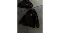 Kadın Kapüşonlu Kanguru Cepli Sweatshirt 3 İplik Pamuklu Baskılı Hoodie - Siyah