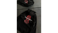 Kadın Kapüşonlu Kanguru Cepli Sweatshirt 3 İplik Pamuklu Baskılı Hoodie - Siyah