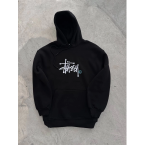 Kadın Oversize Kapüşonlu Cepli Baskılı 3 İplik Pamuklu Hoodie Sweatshirt - Siyah