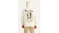 Erkek Kapüşonlu Kanguru Cepli Sweatshirt 3 İplik Pamuklu Baskılı Hoodie - Beyaz Erkek Kapüşonlu Kanguru Cepli Sweatshirt 3 İplik Pamuklu Baskılı Hoodie - Beyaz