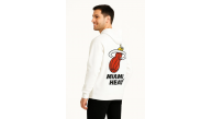 Erkek Kapüşonlu Kanguru Cepli Sweatshirt 3 İplik Pamuklu Baskılı Hoodie - Beyaz
