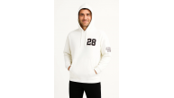 Erkek Kapüşonlu Kanguru Cepli Sweatshirt 3 İplik Pamuklu Baskılı Hoodie - Beyaz