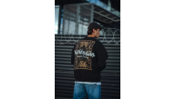 Erkek 3 iplik Pamuklu Bisiklet Yaka Baskılı SweatShirt - Siyah