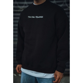 Erkek 3 iplik Pamuklu Bisiklet Yaka Baskılı SweatShirt - Siyah