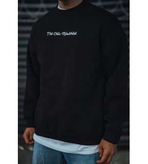 Erkek 3 iplik Pamuklu Bisiklet Yaka Baskılı SweatShirt - Siyah