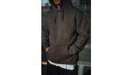 Erkek 3 İplik Pamuklu Kapüşonlu Basic SweatShirt Hoodie - Füme Erkek 3 İplik Pamuklu Kapüşonlu Basic SweatShirt Hoodie - Füme