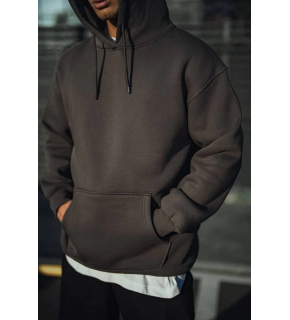 Erkek 3 İplik Pamuklu Kapüşonlu Basic SweatShirt Hoodie - Füme