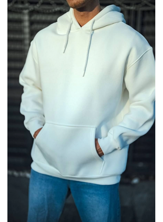 Erkek 3 İplik Pamuklu Kapüşonlu Basic SweatShirt Hoodie - Beyaz Erkek 3 İplik Pamuklu Kapüşonlu Basic SweatShirt Hoodie - Beyaz