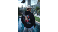 Erkek 3 İplik Pamuklu Kapüşonlu Baskılı Cepli Oversize Sweatshirt Hoodie - Siyah Erkek 3 İplik Pamuklu Kapüşonlu Baskılı Cepli Oversize Sweatshirt Hoodie - Siyah