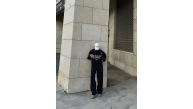Kadın 3 İplik Pamuklu Yakalı Sweat Baggy Pantolonlu Alt-Üst Takım - Siyah