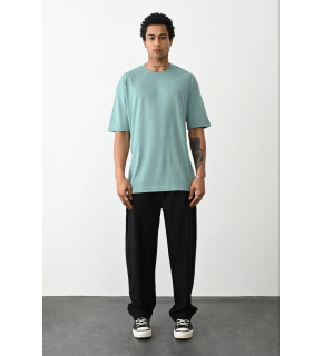 Erkek Tişört Düz Basic Penye Yazlık Bisiklet Yaka Kısa Kol T-Shirt - Mint Yeşili