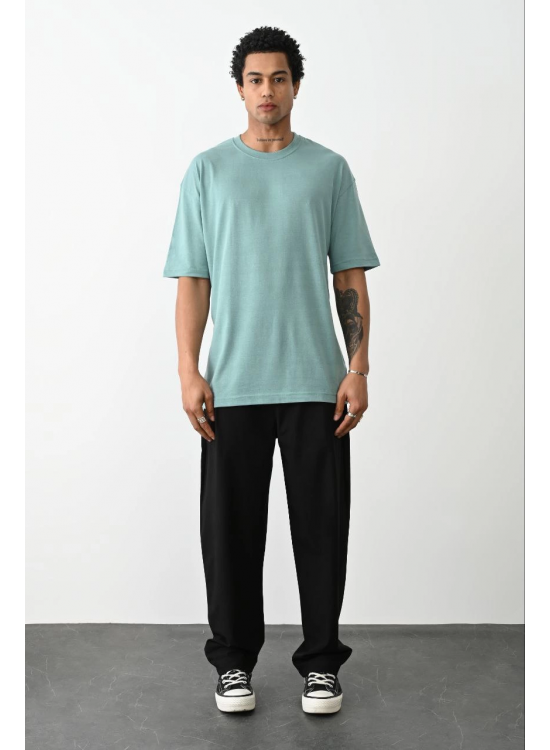 Erkek Tişört Düz Basic Penye Yazlık Bisiklet Yaka Kısa Kol T-Shirt - Mint Yeşili