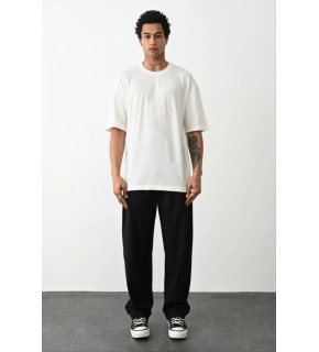 Erkek Tişört Düz Basic Penye Yazlık Bisiklet Yaka Kısa Kol T-Shirt - Beyaz
