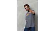 Erkek Kısa Kol Yazlık Tişört Bisiklet Yaka Baskılı Oversize T-Shirt - Füme Erkek Kısa Kol Yazlık Tişört Bisiklet Yaka Baskılı Oversize T-Shirt - Füme