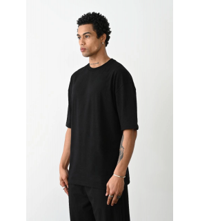 Erkek Tişört Düz Basic Penye Yazlık Bisiklet Yaka Kısa Kol T-Shirt - Siyah