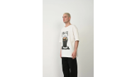Erkek Baskılı T-Shirt Kısa Kol Bisiklet Yaka Rahat Kalıp Tişört - Beyaz