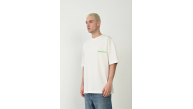 Erkek Baskılı T-Shirt Kısa Kol Bisiklet Yaka Rahat Kalıp Tişört - Beyaz