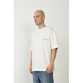 Erkek Baskılı T-Shirt Kısa Kol Bisiklet Yaka Rahat Kalıp Tişört - Beyaz