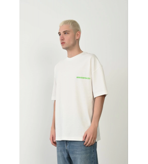 Erkek Baskılı T-Shirt Kısa Kol Bisiklet Yaka Rahat Kalıp Tişört - Beyaz