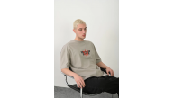 Erkek Baskılı T-Shirt Kısa Kol Bisiklet Yaka Rahat Kalıp Tişört  - Boyalı Gri