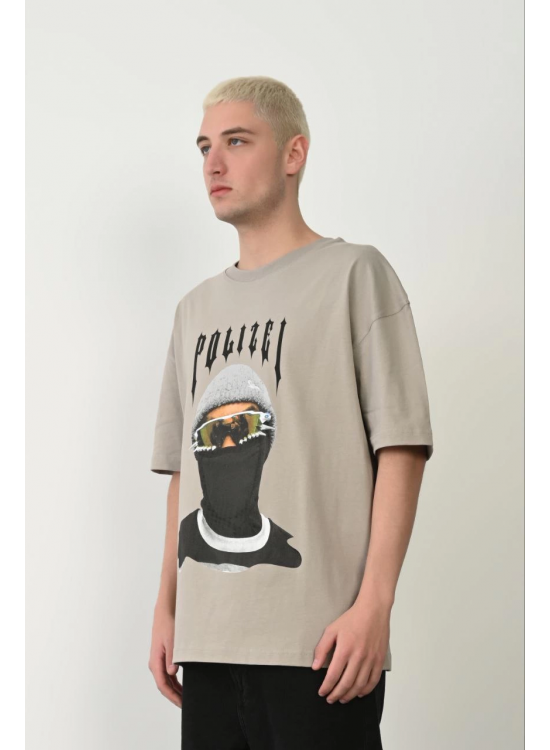 Erkek Baskılı T-Shirt Kısa Kol Bisiklet Yaka Rahat Kalıp Tişört - Boyalı Gri Erkek Baskılı T-Shirt Kısa Kol Bisiklet Yaka Rahat Kalıp Tişört - Boyalı Gri