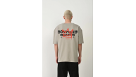 Erkek Baskılı T-Shirt Kısa Kol Bisiklet Yaka Rahat Kalıp Tişört  - Boyalı Gri