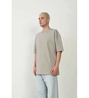 Erkek Baskılı T-Shirt Kısa Kol Bisiklet Yaka Rahat Kalıp Tişört  - Boyalı Gri
