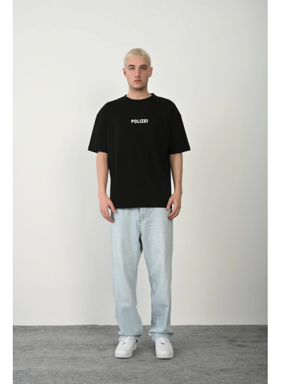 Erkek Baskılı T-Shirt Kısa Kol Bisiklet Yaka Rahat Kalıp Tişört - Siyah Erkek Baskılı T-Shirt Kısa Kol Bisiklet Yaka Rahat Kalıp Tişört - Siyah