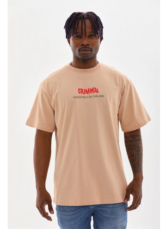 Erkek Baskılı T-Shirt Kısa Kol Bisiklet Yaka Rahat Kalıp Tişört - Bej Erkek Baskılı T-Shirt Kısa Kol Bisiklet Yaka Rahat Kalıp Tişört - Bej