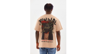Erkek Baskılı T-Shirt Kısa Kol Bisiklet Yaka Rahat Kalıp Tişört - Bej Erkek Baskılı T-Shirt Kısa Kol Bisiklet Yaka Rahat Kalıp Tişört - Bej