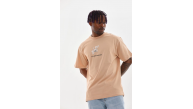 Erkek Baskılı T-Shirt Kısa Kol Bisiklet Yaka Rahat Kalıp Tişört - Bej