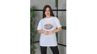 Kadın Kısa Kol Yazlık Tişört Bisiklet Yaka Baskılı Oversize T-Shirt - Beyaz Kadın Kısa Kol Yazlık Tişört Bisiklet Yaka Baskılı Oversize T-Shirt - Beyaz