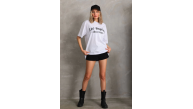 Kadın Baskılı Tişört Kısa Kol Bisiklet Yaka Oversize T-Shirt - Beyaz Kadın Baskılı Tişört Kısa Kol Bisiklet Yaka Oversize T-Shirt - Beyaz