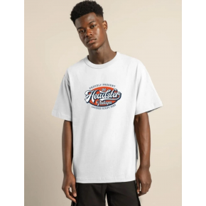 Erkek Baskılı T-Shirt Kısa Kol Bisiklet Yaka Regular Fit Rahat Kalıp Günlük Tişört - Beyaz
