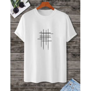 Kadın Baskılı Oversize  kısa kol T-Shirt - Beyaz