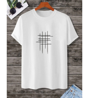Kadın Baskılı Oversize  kısa kol T-Shirt - Beyaz