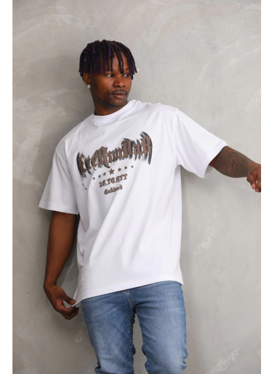 Erkek Baskılı T-Shirt Kısa Kol Bisiklet Yaka Rahat Kalıp Tişört - Beyaz Erkek Baskılı T-Shirt Kısa Kol Bisiklet Yaka Rahat Kalıp Tişört - Beyaz