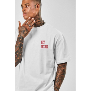 Erkek Baskılı T-Shirt Kısa Kol Bisiklet Yaka Regular Fit Rahat Kalıp Tişört - Beyaz