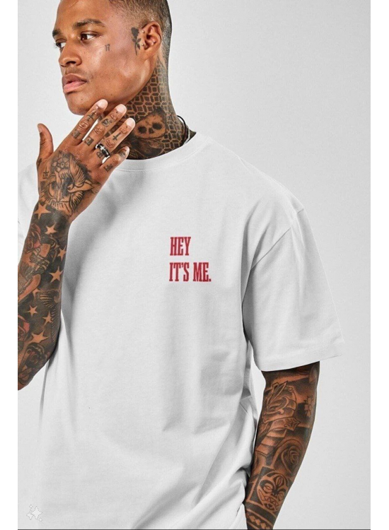 Erkek Baskılı T-Shirt Kısa Kol Bisiklet Yaka Regular Fit Rahat Kalıp Tişört - Beyaz