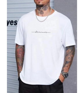 Erkek Baskılı T-Shirt Kısa Kol Bisiklet Yaka Regular Fit Rahat Kalıp Tişört - Beyaz