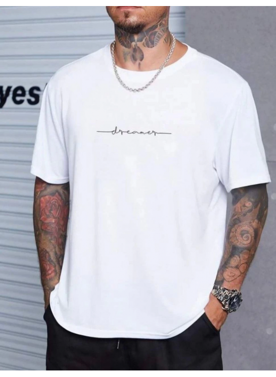 Erkek Baskılı T-Shirt Kısa Kol Bisiklet Yaka Regular Fit Rahat Kalıp Tişört - Beyaz Erkek Baskılı T-Shirt Kısa Kol Bisiklet Yaka Regular Fit Rahat Kalıp Tişört - Beyaz