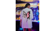 Kadın Kısa Kol Yazlık Tişört Bisiklet Yaka Kelebek Baskılı T-Shirt - Beyaz Kadın Kısa Kol Yazlık Tişört Bisiklet Yaka Kelebek Baskılı T-Shirt - Beyaz