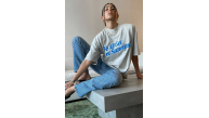 Kadın Baskılı Oversize kısa kol T-Shirt - Beyaz Kadın Baskılı Oversize kısa kol T-Shirt - Beyaz