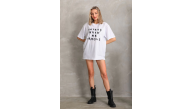 Kadın ön ve arka Baskılı Oversize Kısa kol T-Shirt - Beyaz Kadın ön ve arka Baskılı Oversize Kısa kol T-Shirt - Beyaz
