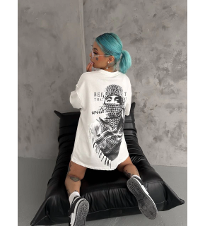 Kadın Kısa Kol Tişört Bisiklet Yaka Filistin Poşülü Baskılı T-Shirt - Beyaz
