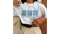 Kadın Baskılı Oversize kısa kol T-Shirt - Beyaz Kadın Baskılı Oversize kısa kol T-Shirt - Beyaz